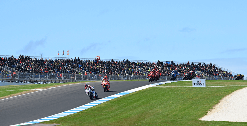 Bikes racing around the Australia MotoGP race circuit