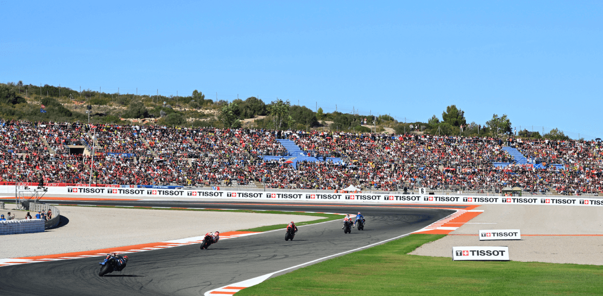 MotoGP bikes race round Valencia circuit