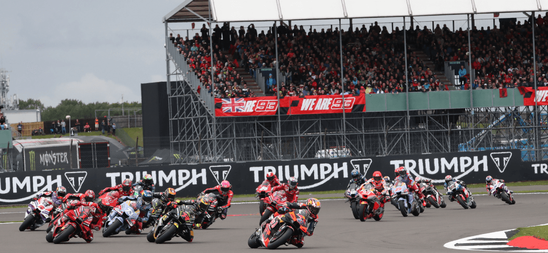 MotoGP action at 2023 British Grand Prix