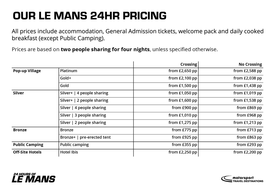 Le Mans 24hr Pricing