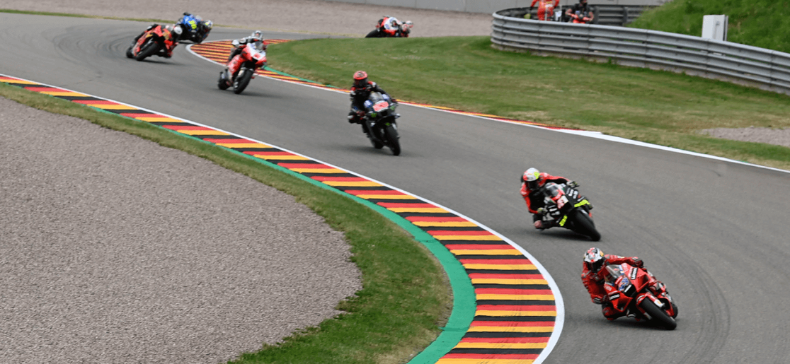 On track action at MotoGP Germany race