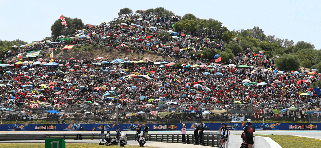 Fans watch the action at MotoGP Jerez race