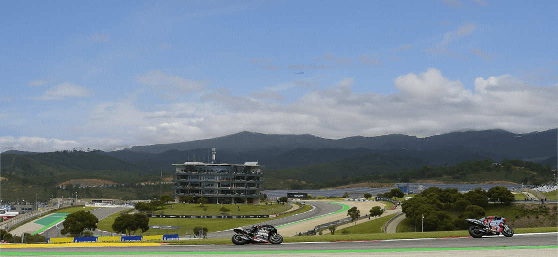On track action at MotoGP Portugal race